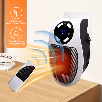 Calefactor Portatil 500W con Display y Control Remoto | Diseno Compacto y Elegante | Sin Cables